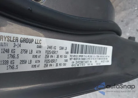 2014 Dodge Journey Sxt z USA, uszkodzony, nr VIN 3C4PDCBB8ET240975